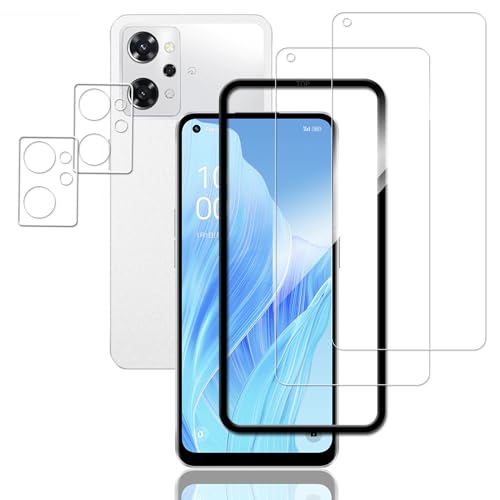 KPNS ガラスフィルム OPPO Reno9 A 用 (2枚)ガラスフィルム + (2枚)カメラフィルム + ガイド枠付き 日本旭硝子素材採用 全面 保護フィルム 強化ガラス フィルム カメラ保護 レンズカバー 対応