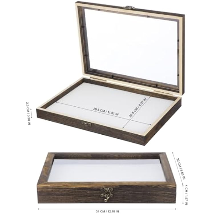 Cabilock Solid Pine Wood Entomology Display Case (12.2 x 8.7 x 1.6 in) - Butterfly Specimen Shadow Box with Clear Glass Top & EVA Pin Cushion Mat for Insects, Plants, and Jewelry