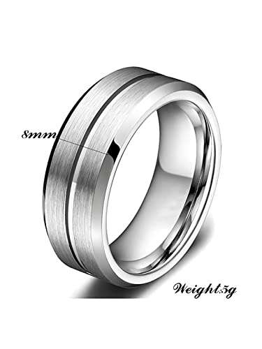 Stainless Steel Silver Toned Grey Finger Ring for Men
