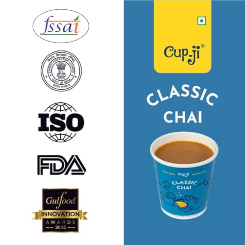 Image of Cup-ji Instant Classic Chai | Authentic North Indian Style Tea | Balanced Aroma & Smooth Taste | Instant Tea | 7 Cups | Each Cup Size 210 ml | Kadak Ghar-Wali | No Added Sugar | Easy Prep | For Office and Travel