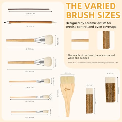 Glaze Brushes Pottery Tools,10 PCS Painting Ceramic Brush Set, Different Shape Wool Soft Bristle for Ceramic Pottery Glazing Creation by LEYCLUB - Image 4