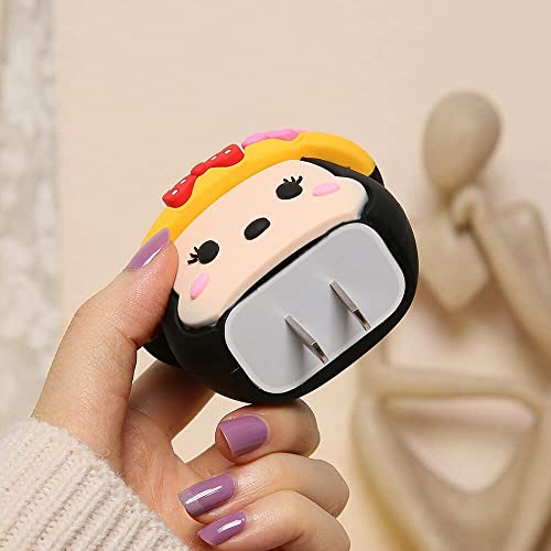 Image of Cartoon 3D Design Protective Case for 18W 20W iPhone 14 13 12 11 Pro Max Fast Charging Cable Adapter Charger, Cute Cartoon Lightning Data Cable Case for iPhone Charger-(New Minnie)