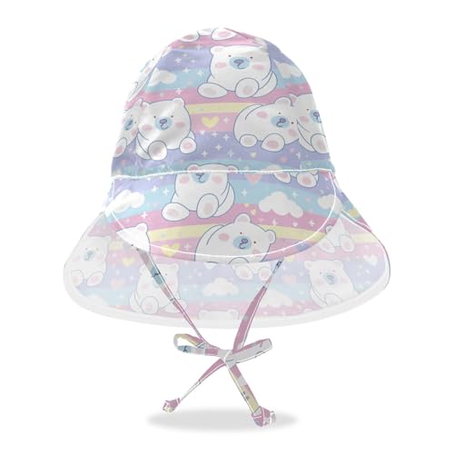 Polar Bear Cartoon Infant Toddler & Kids Sun Hats Baby Boys Beach Play Hats Baby Girls UPF 50+ Protection Neck Flap Traveling Camping