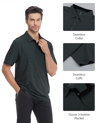 Mens Polo Shirts Seamless Striped Golf Shirts Short Sleeve Quick-Dry Polo for Men3