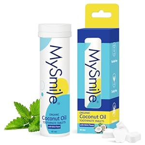 MySmile Toothpaste Tablets – Nano hydroxyapatite, Flouride Free, Organic Coconut Oil Travel Mouthwash Tablets, Remineralize & Reduce Sensitivity Toothpaste Bites for Brushing & Freshing Teeth