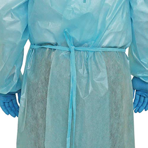 AAMI Level 3 Disposable Non-Surgical Isolation Gown, SPP+PE coating, 45g, Full Coverage, Elastic Cuff, Color Random.100pcs/carton(10 Pack10 Each)