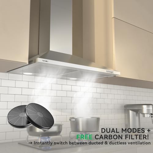 Image of Hermitlux 30 inch Range Hood, Stainless Steel Wall Mount Kitchen Vent Hoods