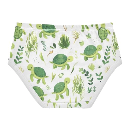 Wusikd Green Turtle Girls' Underwear Cotton Seaweed Plants Girls Briefs Soft Toddler Underwear 2T2