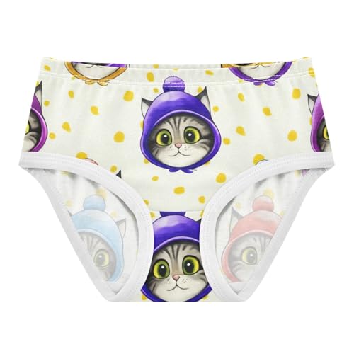 Cute Colorful Cartoon Kitten Faces Girls Underwear Toddler 2t Cotton Panties for Girl Fun Undies Kids Briefs