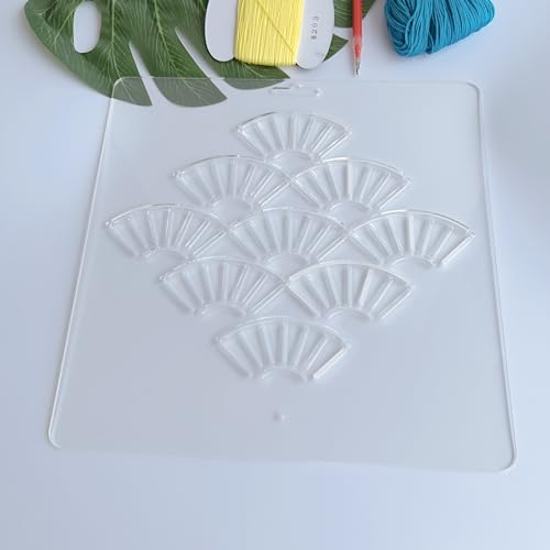 Acrylic Sashiko Stencil with Classic Fan-Shaped Pattern for Hand Quilting and Embroidery