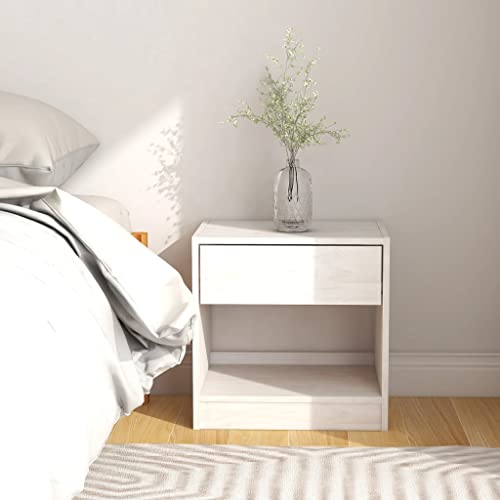 Table de chevet blanc en bois de pin pour optimiser le rangement - 2