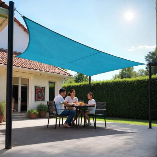 Image of HIPPO Shade Sail 9.5 Feet x 20 Feet Sun Shade 98% UV Block for Canopy Cover, Outdoor Patio, Garden, Pergola, Balcony Tent (Ocean Breeze)