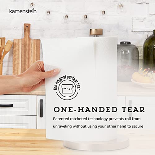 Image of Kamenstein Brushed Gold Perfect Tear, Countertop Paper Towel Holder, One Handed Pull, No Unraveling, Weighted Base to Prevent Tipping, 12.75 Inch