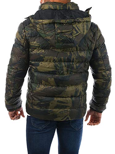 Young & Rich Herren Camouflage Stepp Winter Jacke mit Kapuze Tarn Militär Optik Look Warm gefüttert JK-455, Grösse:S, Farbe:Camouflage