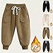 Kids Sherpa Lined Joggers Sweatpants Winter Warm Casual Elastic Waist Athletic Pants with Pockets for Girls Boys 1-13 Years