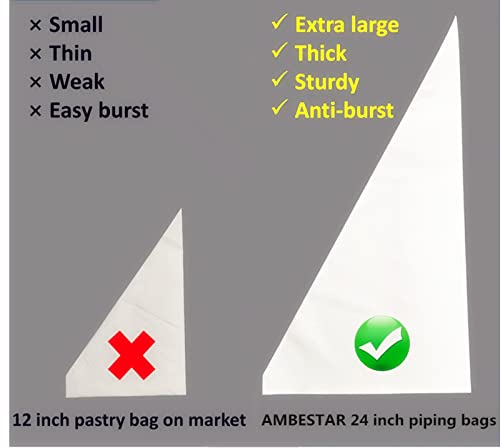 Ambestar 24 Inch Extra Large Piping Bags Disposable, Thickened 100Pcs Disposable Clear Plastic Icing Piping Bags thumb #5