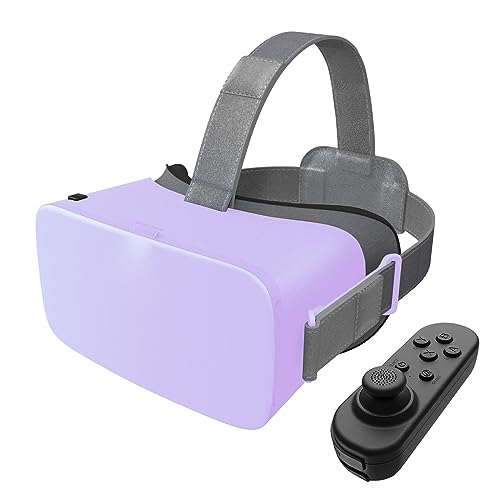 Image of DESTEK V5 VR Headset for Phone w /VR Gamepad, 128 Premium VR apps Included, Anti-Blue Eyes Protected HD Lenses, 110 FOV Virtual Reality Headsets for iPhone, Android Phone - Berry