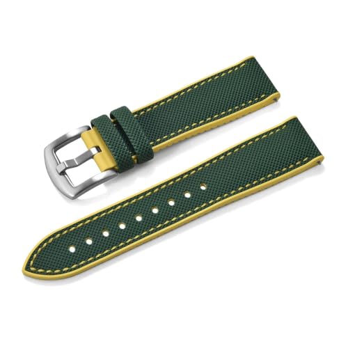 Bracelet de montre 22mm nylon voile et caoutchouc FKM boucle argentée