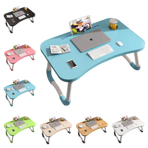 TAKEYローテーブル 折りたたみテーブル 軽量 机 一人暮らし PCデスクベッドテーブル 折り畳みデスク ラップデスク パソコンデスク ミニテーブル 座卓 多機能 組立不要 軽量 ベッド ソファ オフィス 食事 長60*幅40cm*高さ28cm (空色,