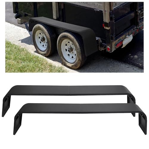 Tandem Axle Trailer Fenders for 13"-15" Tires-Detachable Trailer Fenders with Assembly Structure Design-Steel Diamond Tread Plate Tandem Axle,Compatible with Car Hauler/Cargo Trailers