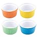 Uno Casa Ceramic Colorful Ramekins, Souffle Dishes - 5 Ounce For Souffle, Creme Brulee and Ice Cream - Set of 4 Bright Colored Ramekins
