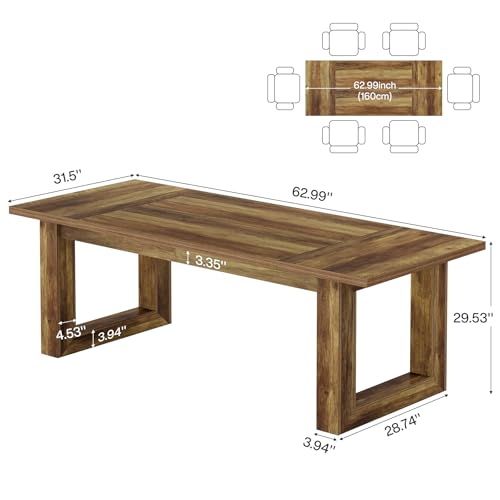 Tribesigns Conference Table, Modern Meeting Table, 5 ft Wood Conference Room Table, Large Rectangular Business Furniture Seminar for Boardroom (2, Brown) - Thumbnail 2