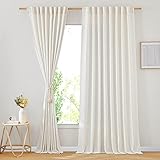 NICETOWN Natural Linen Room Divider Curtains for Bedroom, Rod Pocket & Back Tab Flax Linen Burlap Semi Sheer Window Drapes Privacy with Light Filtering for Patio Door/Bedroom, W66 x L84, 2 Pieces