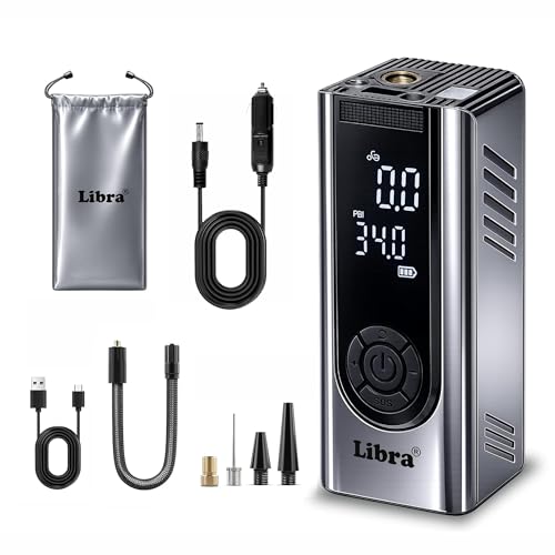 Image of Libra Cordless Tyre Inflator for Car & Bike | 150 PSI, 5400mAh Battery | Smart Auto Cut-Off, Preset Modes, LED Torch | Air Pump for Cars, Bikes, Cycles & Balls