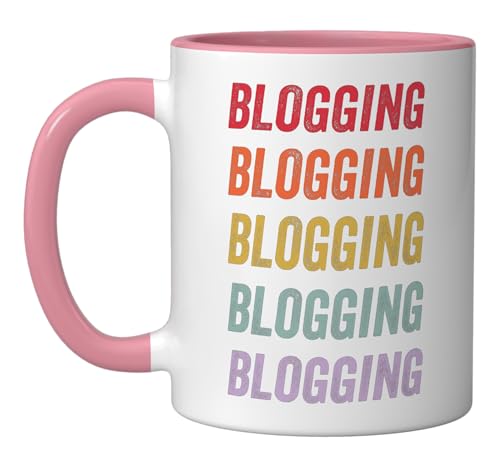 Blogging Ceramic Mug, Pink/White