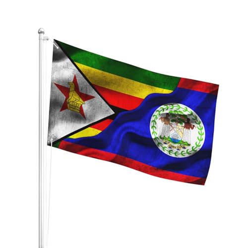 Exterior Bandera De Terraza Zimbabuense Beliceño Bandera Del Patio Color Vivo Bandera De Jardín Para Patio, Césped, Jardín, 3X5 Ft