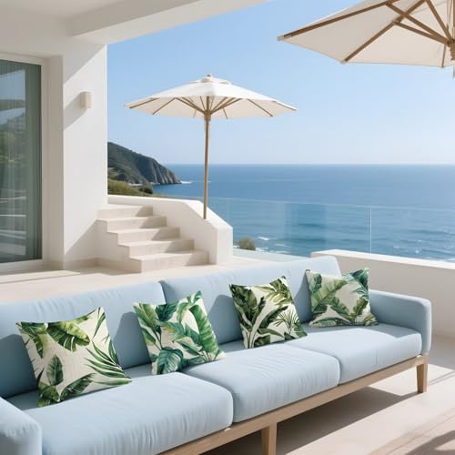 Housse de coussin 60x60cm impermeable vert pour deco salon de jardin - 4
