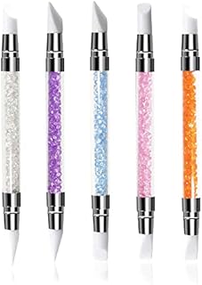Jancosta 5Pcs Silicone Nail Art Sculpture Pen, Dual Head Manicure Carving Pen, Nail Polish Brush Dotting Salon Tool Set