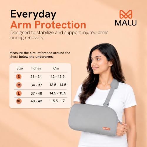 Image of Arm Sling for Fracture & Shoulder Support - Breathable Pouch with Adjustable Strap, Padded for All-Day Comfort - Men & Women, Left /Right Arm (L)