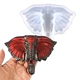 DANLE 3D Elephant Head Silicone Mold,Large Animal Resin Mould, DIY Animal Statue Making Molds for Epoxy Resin,Wall Hanging Door Cabinets Ornament Gifts,Handmade Home Office Art Craft Decorations