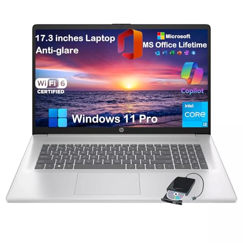 HP (�G�C�`�s�[) �t���b�O�V�b�v 17�C���` �m�[�g�p�\�R�� - Office Lifetime�A17.3�C���`HD+ 250 Nits IPS�f�B�X�v���C�AIntel 8-Core i3 N305 CPU�A�����[�d�AWifi6�AWin 11 Pro�A
