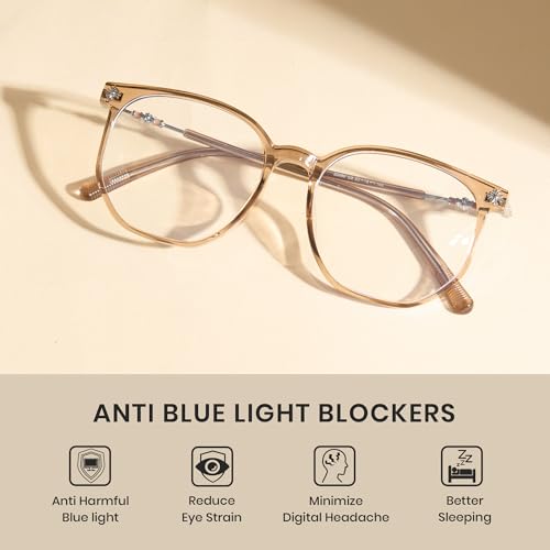 Image of Cyxus Retro Blue Light Glasses Men - Square TR90 Metal Blowline Frame Stylish Trendy for Computer Daily Work 8252