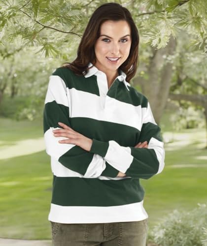 Image of Charles River Apparel Unisex Classic Rugby Shirt, Premium Cotton Jersey with Yarn-Dyed Stripe Design