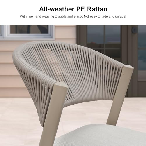 Image of PURPLE LEAF Outdoor Dining Set for 12 with HPL Table and Chairs Champagne