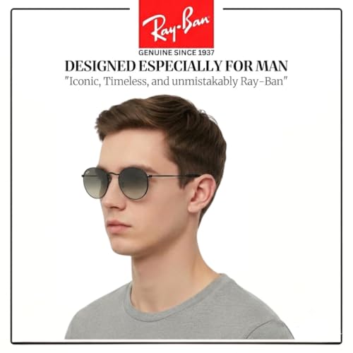 Image of Ray-Ban RB3447N ROUND FLAT LENSES Round Shaped Sunglasses for Men with Official RAYBAN Eyewear Kit