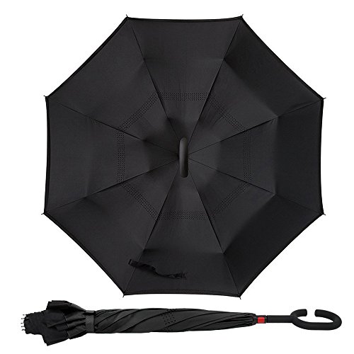 image for Owen Kyne Windproof Double Layer Folding Inverted Umbrella, Self Stand