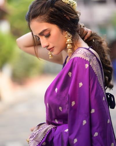 Image of Sugathari Women's Maroon Banarasi Kanchipuram Art Silk Saree for Women - Traditional Wedding & Party Saree with Blouse Piece - Ethnic Indian Silk Saree for Bridal, Festive (KS-156)