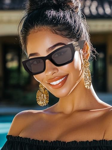 Woeoe Square Small Sunglasses for Women Men Trendy Chunky Rectangle Sun Glasses4