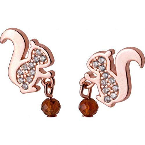 Thumby Ohrring Dangler Ohrstecker Ohrstecker S925 Silber Ohrringe Weiblichen Stil Mode Diamant Kleine Eichhörnchen Ohrringe Persönlichkeit Tier Ohrschmuck für Frauen, Rotgold, 925er Silber Cover