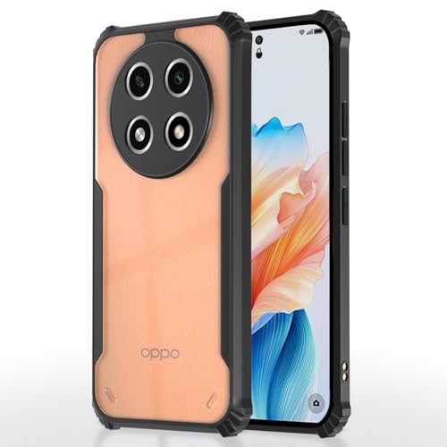 Image of Outlouders Back Cover for Oppo A2 Pro 5G | Ultra Hybrid Transparent | Full Camera Protection | Raised Edge | Crystal Clear Bumper Case(Black)