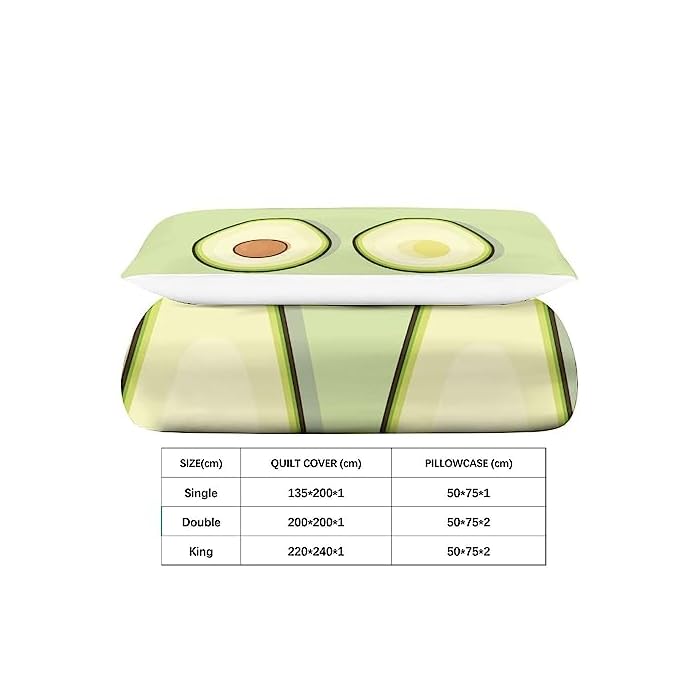 HMLTD Karikatur 3D Bettbezug Avocado Set Gedruckter Bettbezug Bettwäsche-Sets Bettbezüge MitReißverschluss Und Kissenbezüge Mikrofaser 2teilig Single（135x200cm） – Bild 5