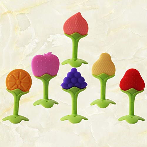 TOYANDONA 6 PCS Silicone Mordedor de Bebê Dos Desenhos Animados 3D Forma de Frutas Moedor de Dentes