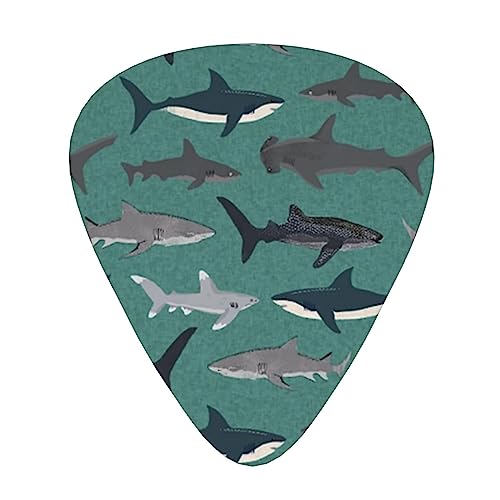 サメ ビッグ ギターピック Guitar Pick 12枚セット ティアドロップ型 エレキギター/アコースティックギター/クラシックギター/ベース等の練習に最適な12枚セット