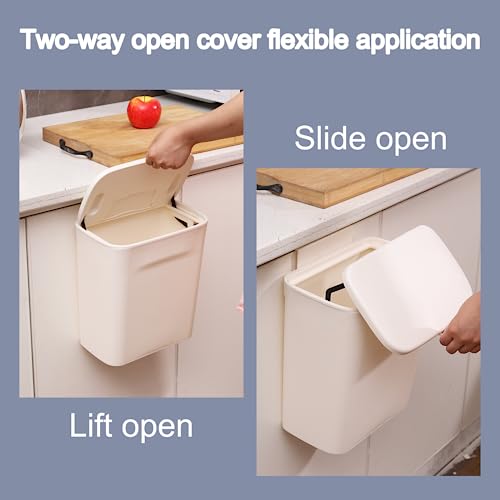 Cq Acrylic NEW-HANGING TRASH CAN WHITE Kitchen Compost Bin,2.4 Gallon Waste Bin thumb #3