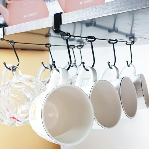 XILAOTOU Adjustable Mug Hooks - Secure & Sturdy-Designed for Ease of Use & Durability-Ideal for Kitchens & Pantry Storage-Black Finish for a Sleek & Modern Look