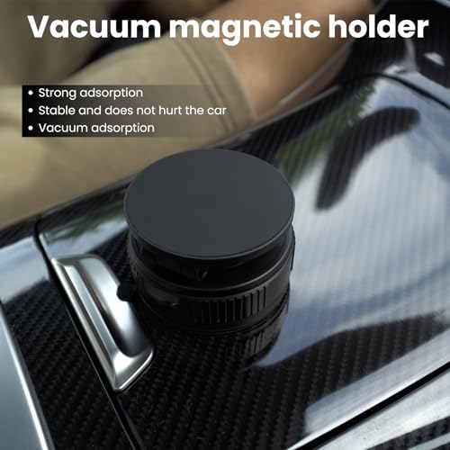 Image of RIGGEAR Vacuum Suction Magnetic Phone Mount, 360 Rotating Foldable Mobile Holder for Car, Office Desk, Mirror, Kitchen & Gym Use (AstroNexus Black)